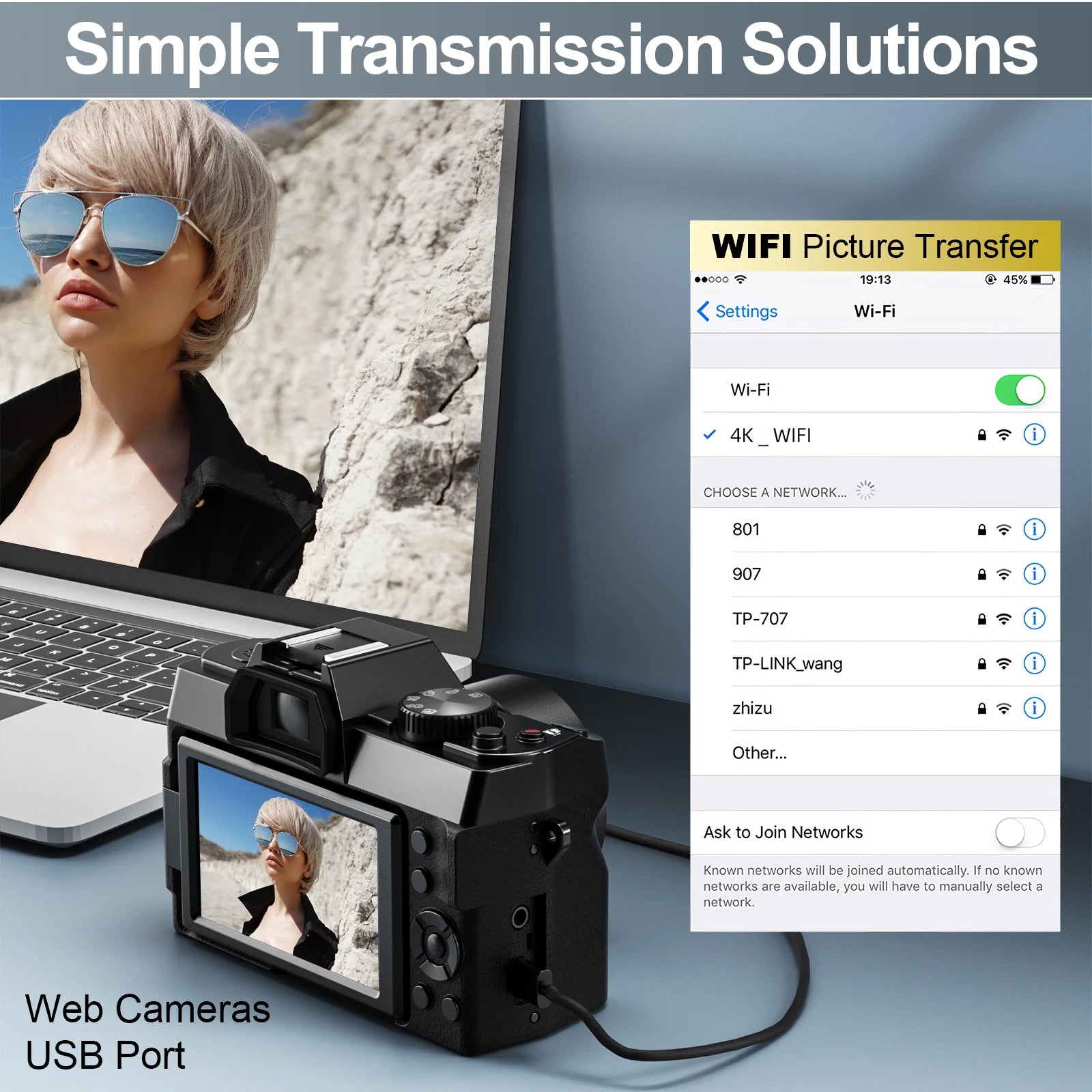 Compact Digital Photography Camera 4K WIFI Web Cam Vintage Vlog Video Recorder Youtube 48MP Camcorder 16X Digital Zoom Camera