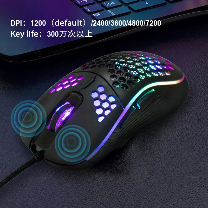 Best Selling 7200DPI Optical Gaming Mouse Ergonomic RGB USB Wired Mouse for Computer Office Gamer Mice Honeycomb Gaming Mouse