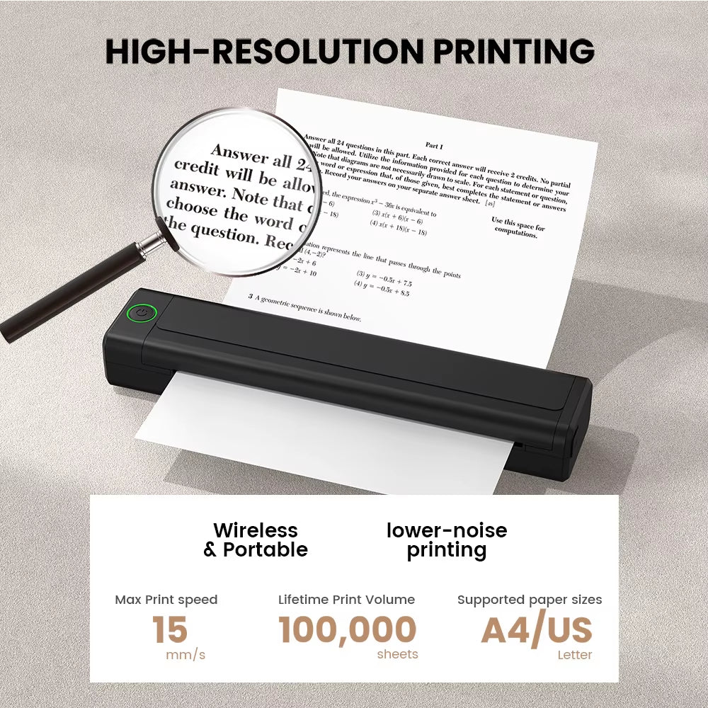 NEWYES Blue Tooth Pocket Photo Document Printer Portable Phone Digital Wireless A4 Thermal Printer