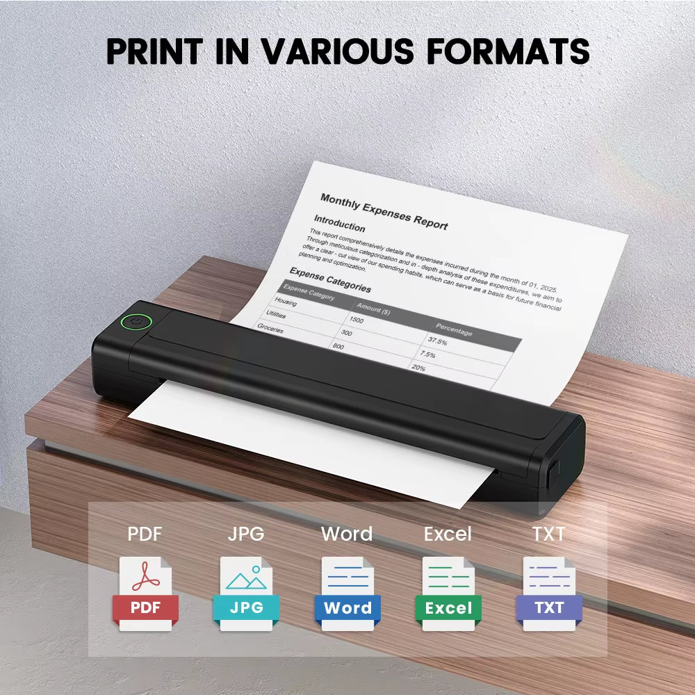 NEWYES Blue Tooth Pocket Photo Document Printer Portable Phone Digital Wireless A4 Thermal Printer